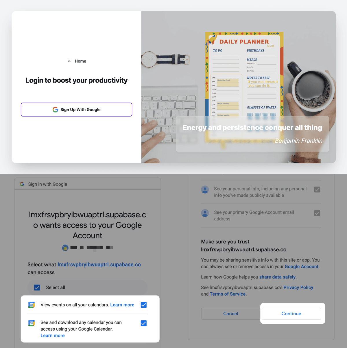 Connecting Google Account